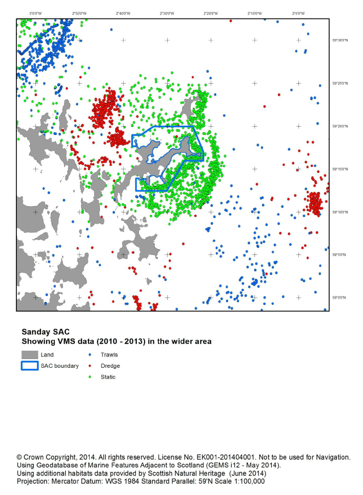 Figure J4: Sanday SAC - VMS data from the wider area 2010 - 2013
