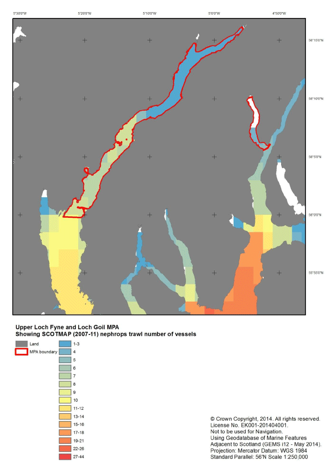 Figure P10: SCOTMAP (2007-11) Nephrops trawl number of vessels