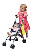 Child Playing with a doll in a pram