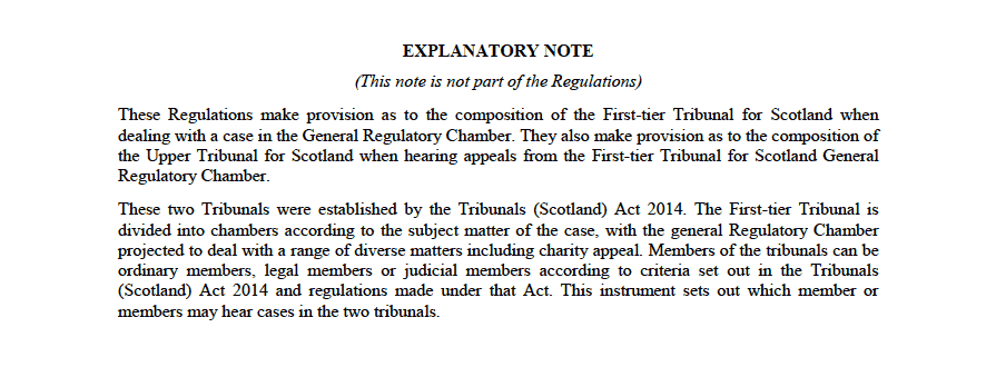 Draft Regulations Setting out Composition of the First-tier Tribunal for Scotland General Regulatory Chamber and Upper Tribunal for Scotland - Explanatory Notes