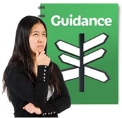 person thinking alongside guidance booklet