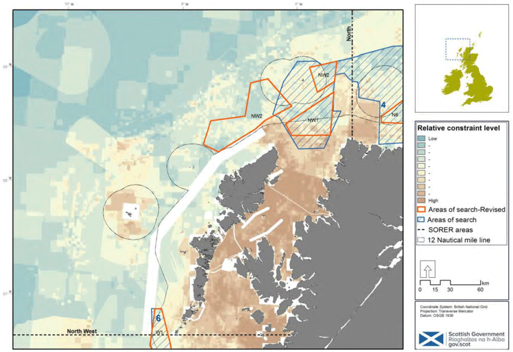 Figure 31: Detail of the north east SORER area showing how area 4 has been modified. © Crown copyright and database rights (2018) OS (100024655).