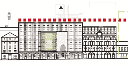 Proposed elevation showing listed facade 