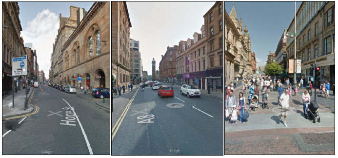 Figure 4.6 Photographs - Hope Street, High Street (A8) and Buchanan Street