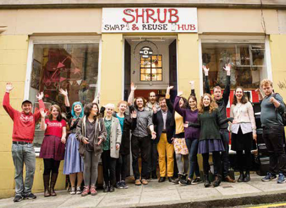 Team of volunteers at the Swap and Reuse Hub – SHRUB in Edinburgh.