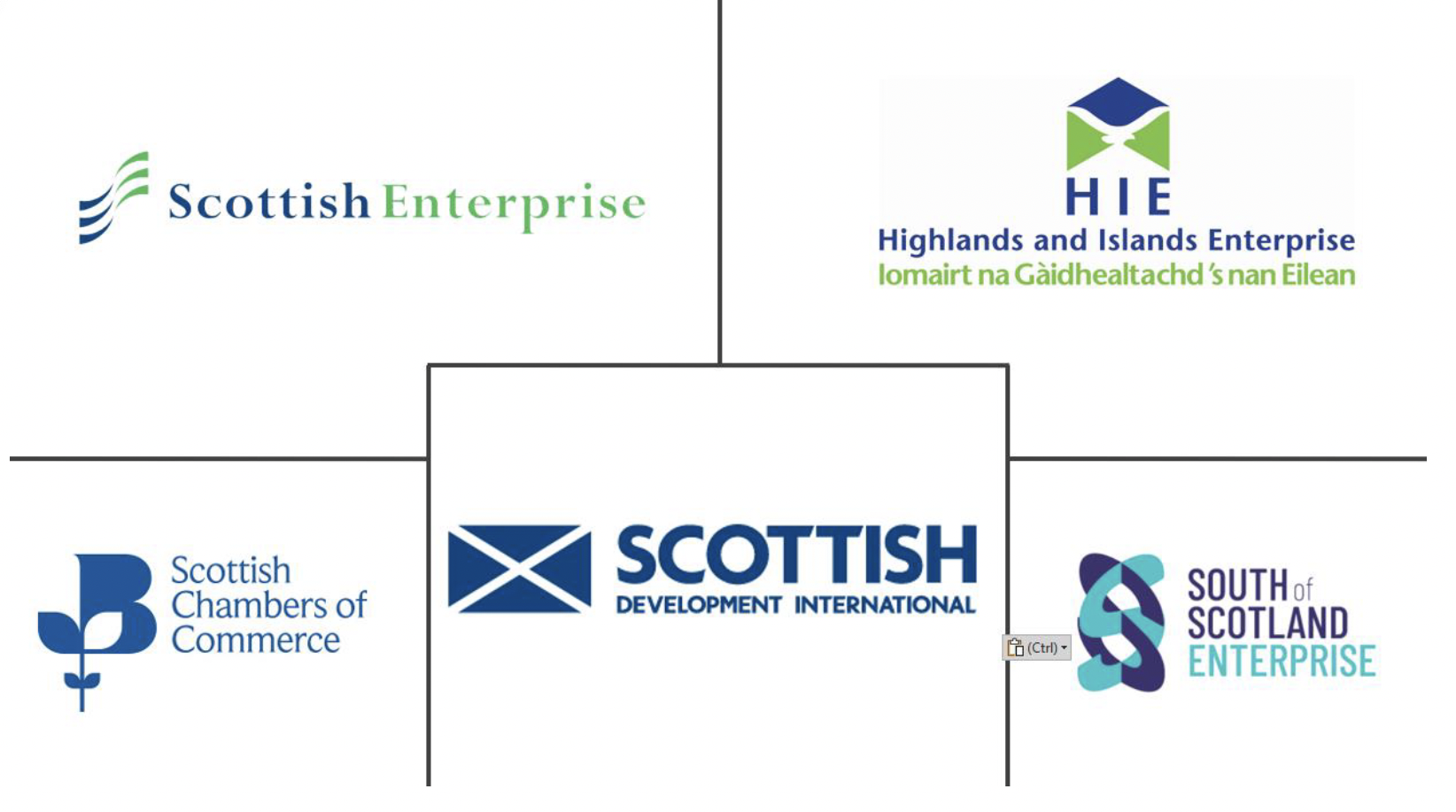 A group of logos to delivery partner organisations for export support