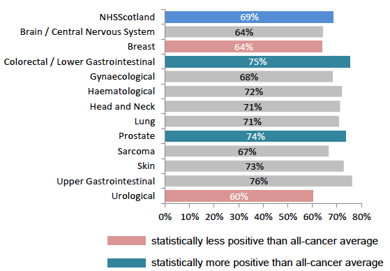 Figure 30: % finding staff member to talk to about worries or fears,  by tumour group