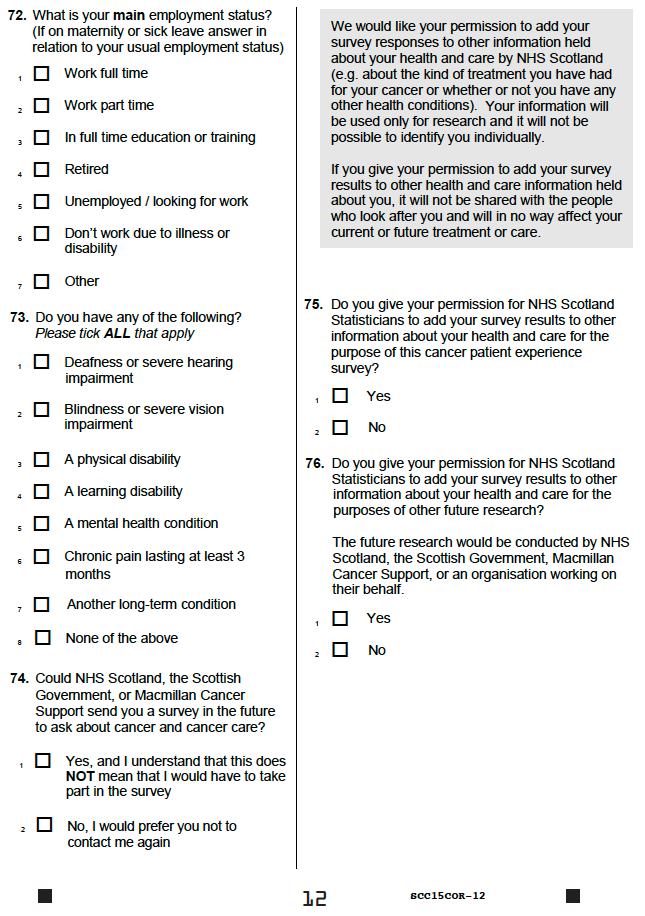 Survey questionnaire