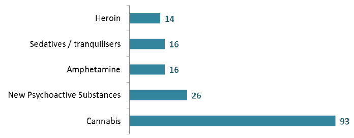 Substances used during stay* (Adults aged 18+)