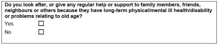 Figure A.6: Existing question on caring responsibilities 