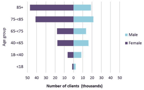 Figure 5: Age and gender of Social Care clients, 2017
